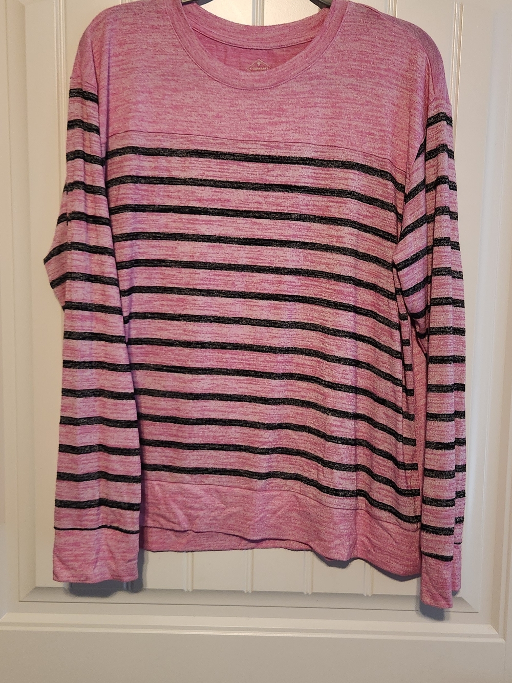 St. John's Bay Pink and Black Striped Crewneck Sweater